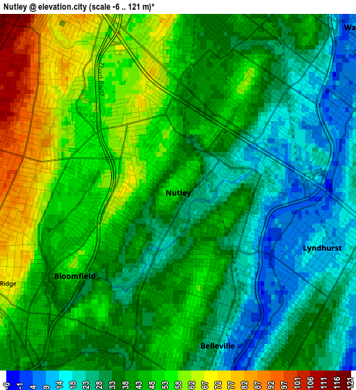 Nutley elevation map