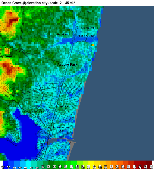 Ocean Grove elevation map