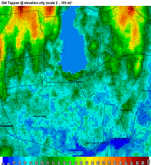 Old Tappan elevation map