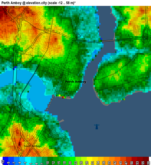 Perth Amboy elevation map