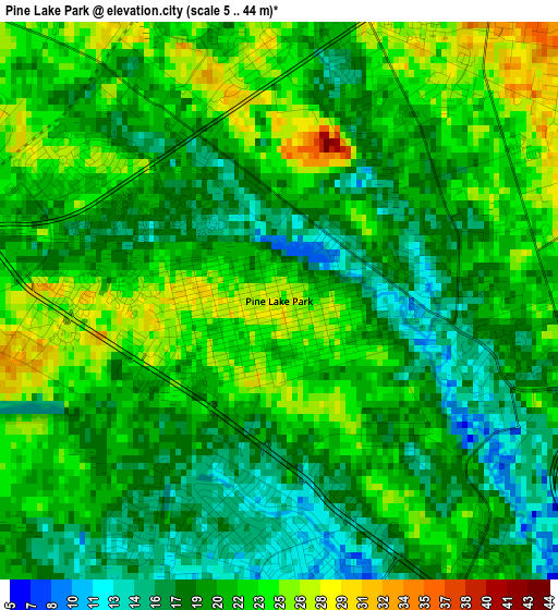 Pine Lake Park elevation map