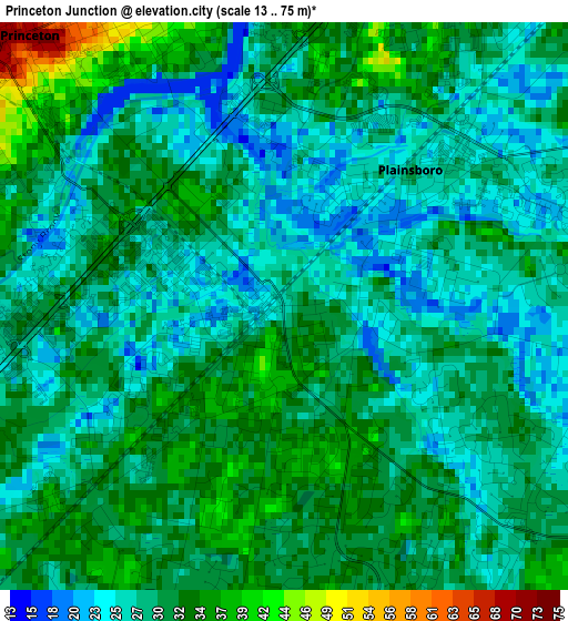 Princeton Junction elevation map