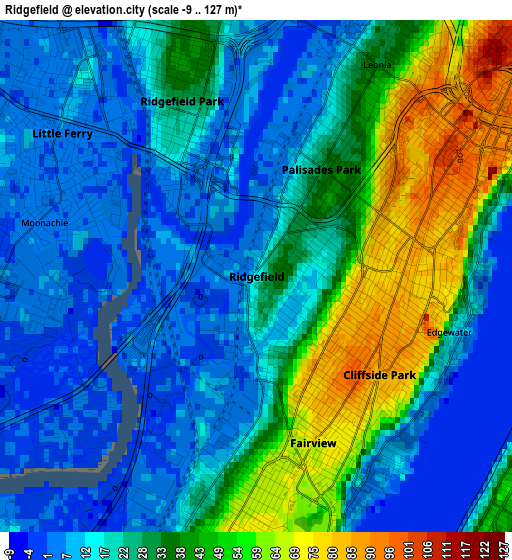 Ridgefield elevation map