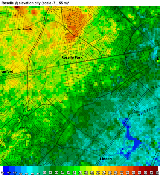 Roselle elevation map