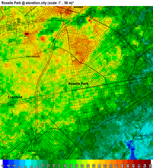 Roselle Park elevation map