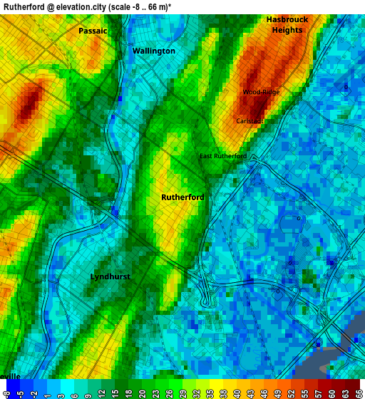 Rutherford elevation map