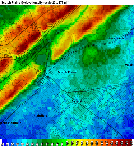 Scotch Plains elevation map