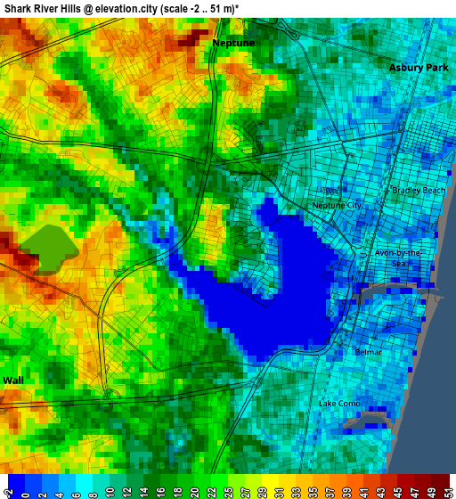 Shark River Hills elevation map