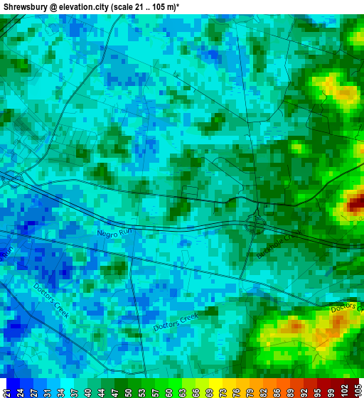 Shrewsbury elevation map