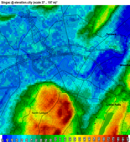 Singac elevation map