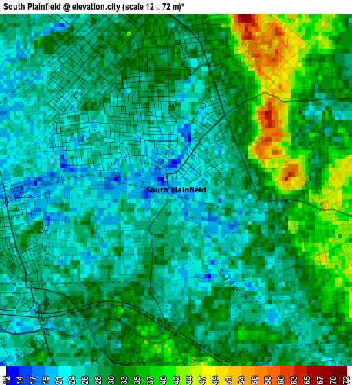 South Plainfield elevation map