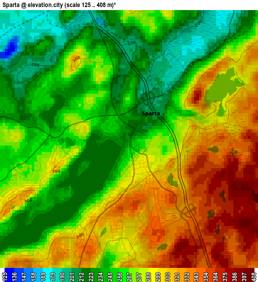 Sparta elevation map