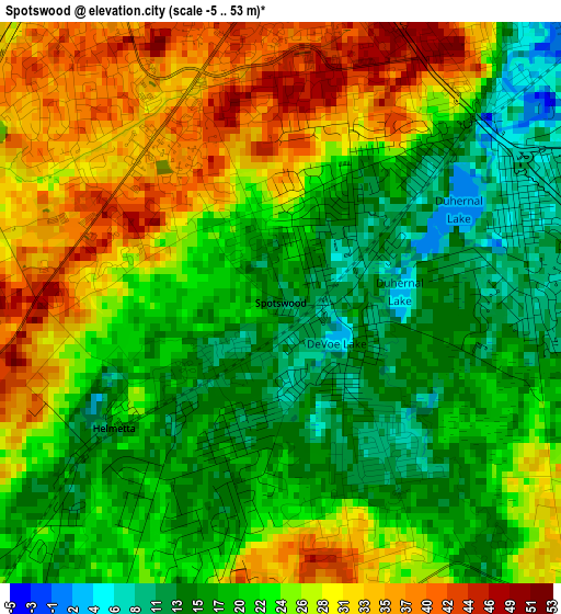 Spotswood elevation map