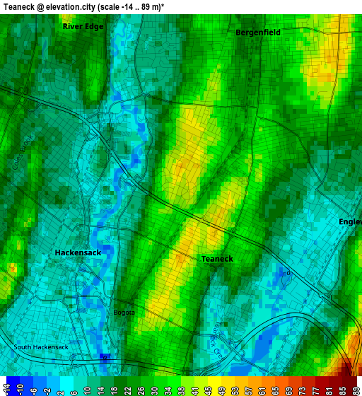 Teaneck elevation map