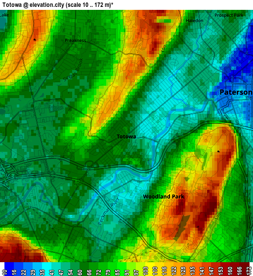 Totowa elevation map