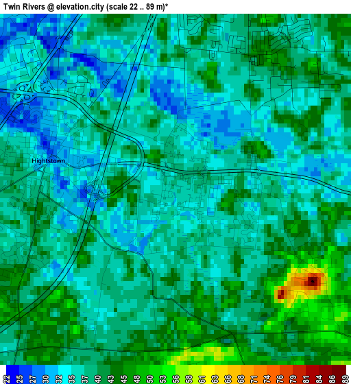 Twin Rivers elevation map