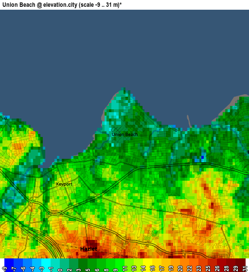 Union Beach elevation map