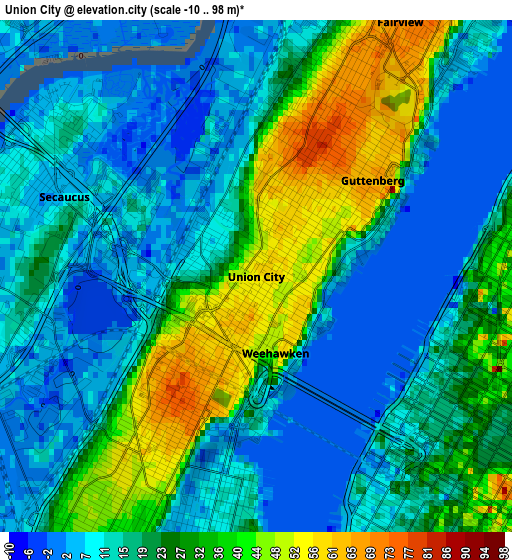 Union City elevation map