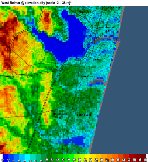 West Belmar elevation map