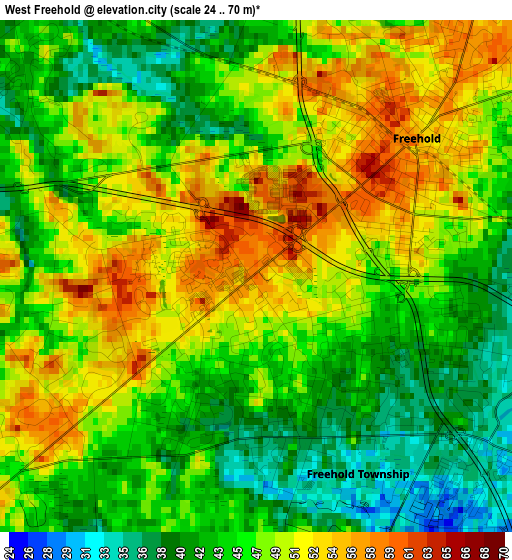 West Freehold elevation map