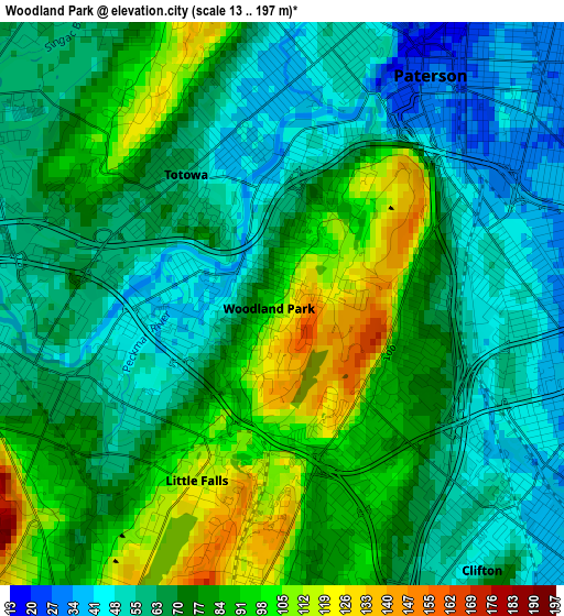 Woodland Park elevation map