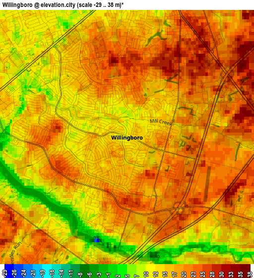 Willingboro elevation map