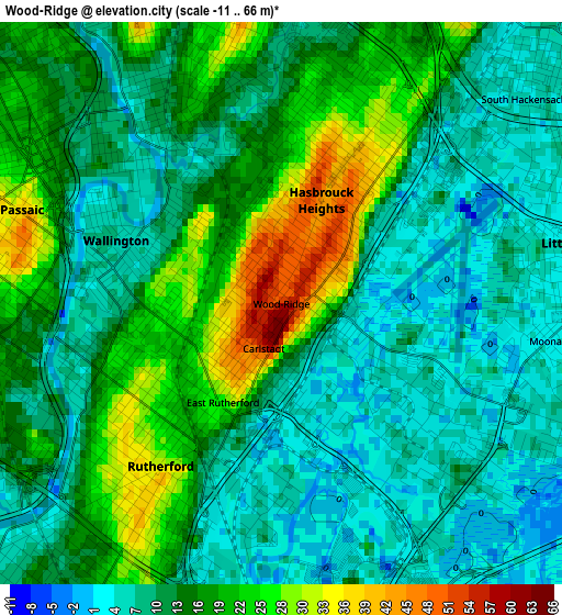 Wood-Ridge elevation map