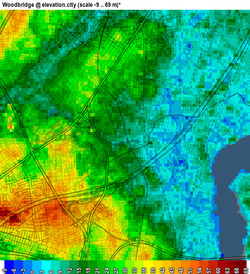 Woodbridge elevation map