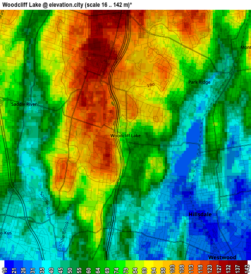 Woodcliff Lake elevation map