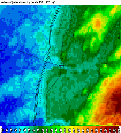 Adams elevation map