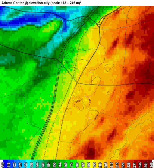 Adams Center elevation map