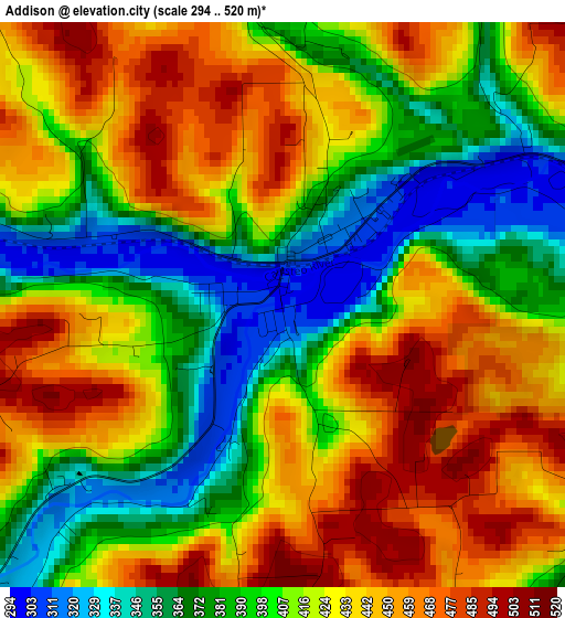 Addison elevation map