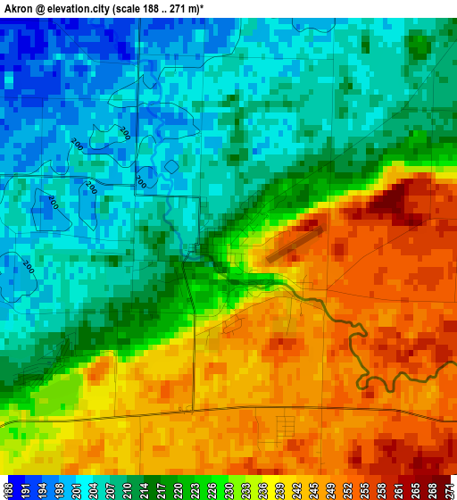 Akron elevation map