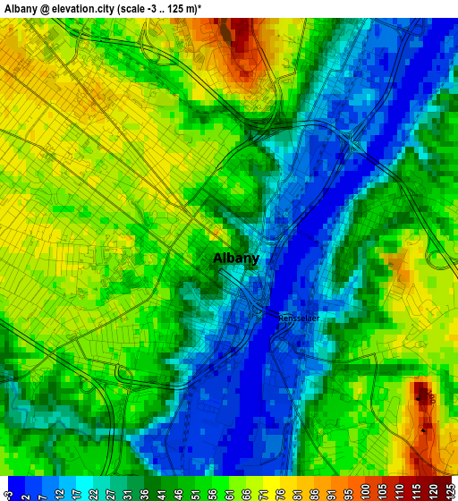 Albany elevation map