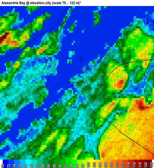 Alexandria Bay elevation map