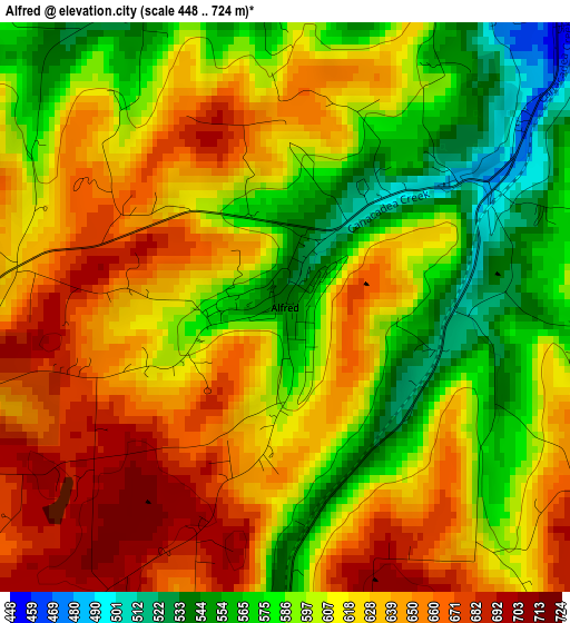 Alfred elevation map