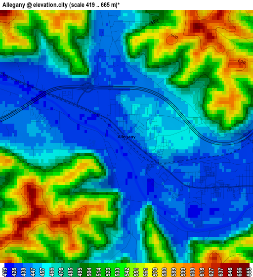 Allegany elevation map