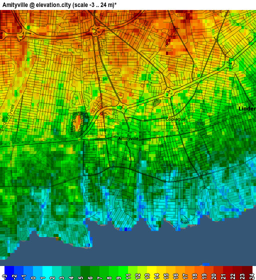 Amityville elevation map