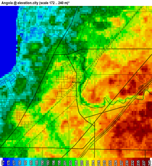 Angola elevation map