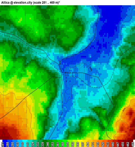 Attica elevation map