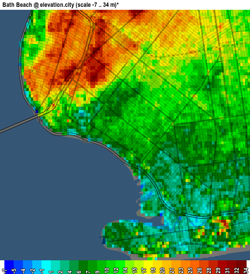 Bath Beach elevation map