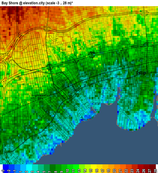 Bay Shore elevation map