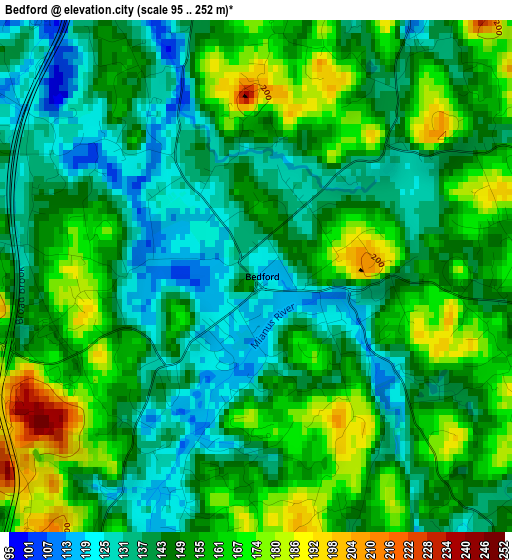 Bedford elevation map