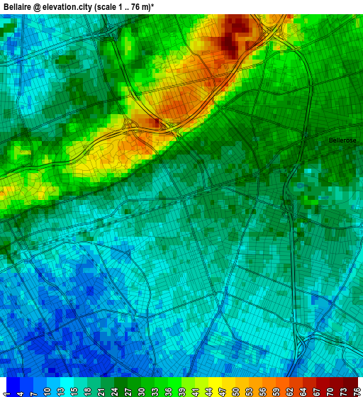 Bellaire elevation map