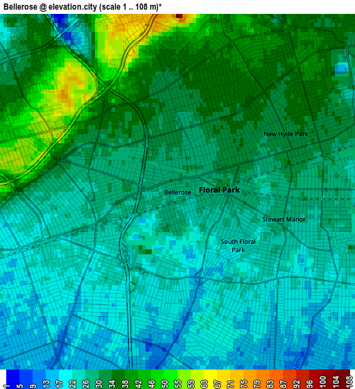 Bellerose elevation map