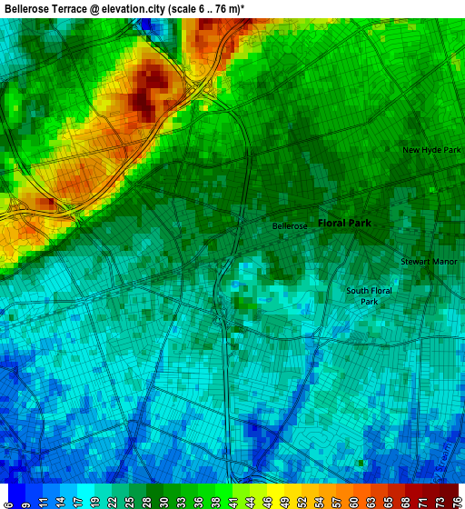 Bellerose Terrace elevation map