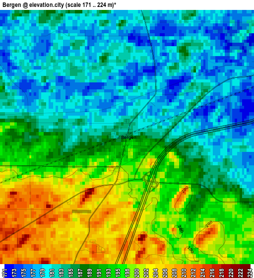 Bergen elevation map