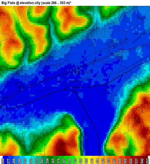 Big Flats elevation map