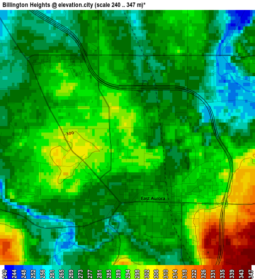 Billington Heights elevation map