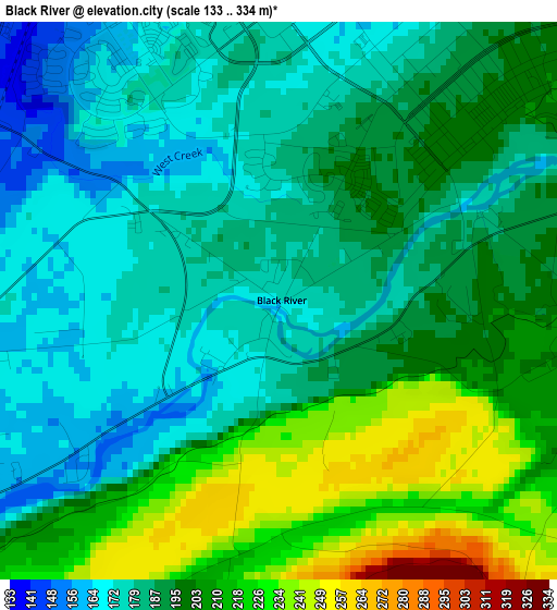 Black River elevation map